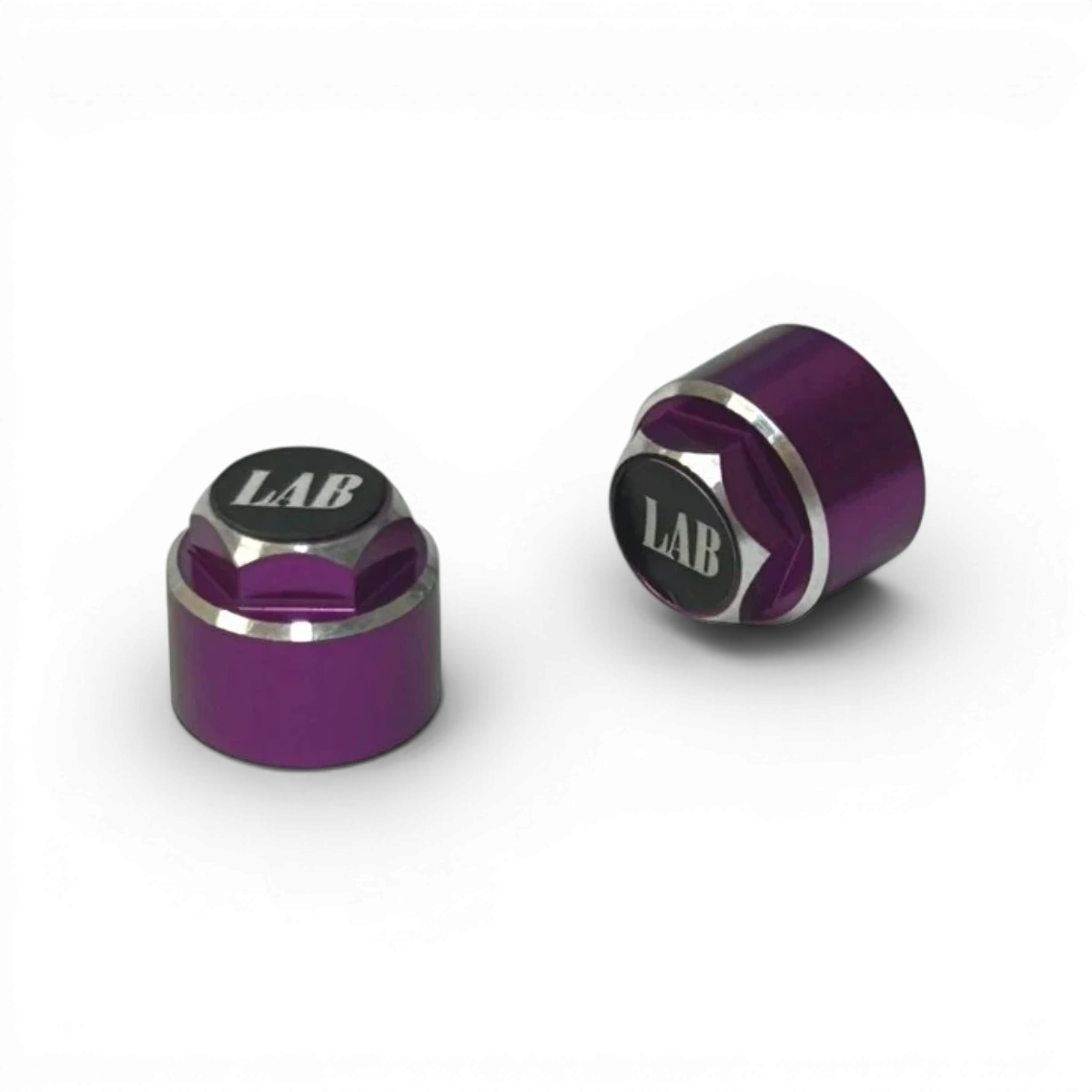 Ecrous pour jantes en violet et noir de la marque Custom lab's, pièces détachées pour personnaliser votre véhicule.