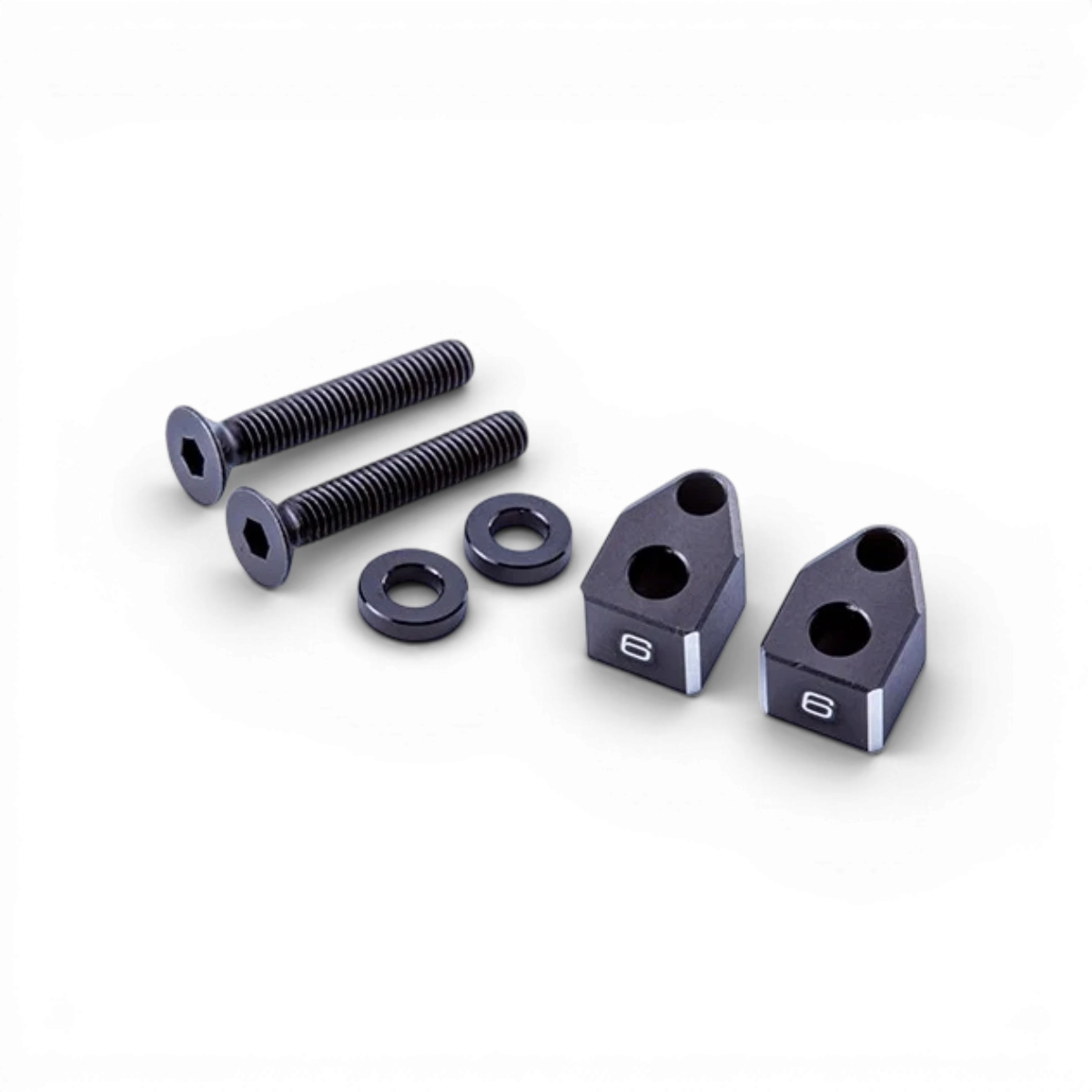 Entretoises en plastique de 6,0 mm pour support de batterie MC-III, marque Team Reve D, visibles avec fixations et support.