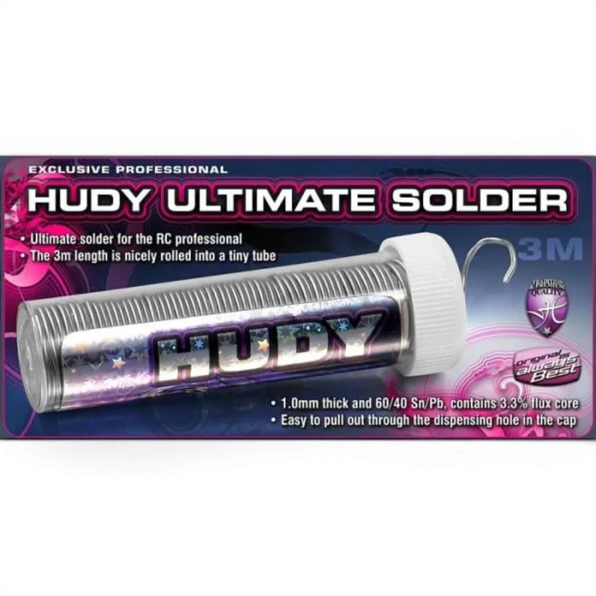 Fil à souder Hudy de 3m en étain pour électronique, avec revêtement en étain pour une soudure précise.