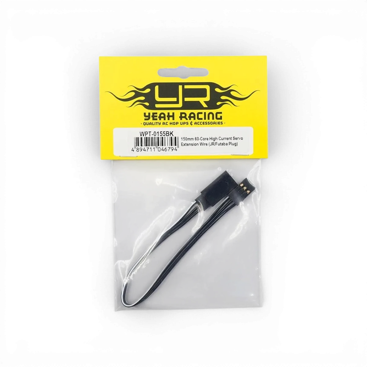 Extension 15cm pour servo JR et ESC par Yeah Racing, câble noir en électronique.