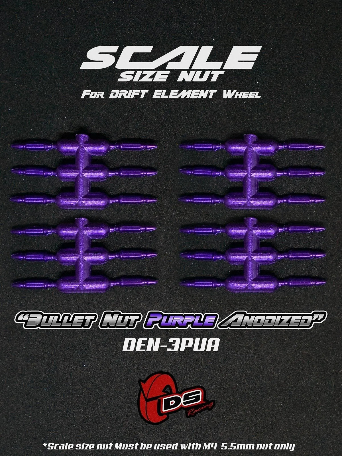 Goujons "Bullet" violets anodisés pour jantes DS Racing, accessoires pour roues de véhicule, finition colorée et résistante