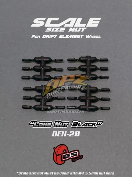 Goujons faux longs noirs pour jantes DS Racing, pièce de roue résistante et stylée pour véhicules.