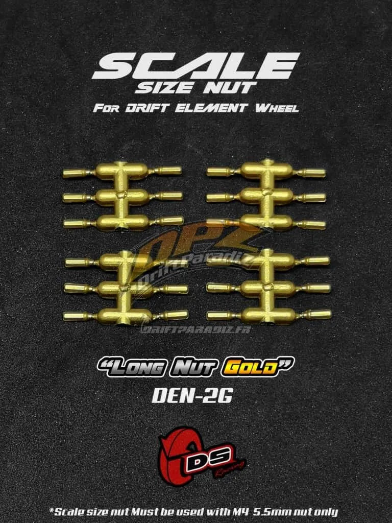 Goujons faux longs en or pour jantes DS Racing, accessoires de roues pour véhicule de sport.