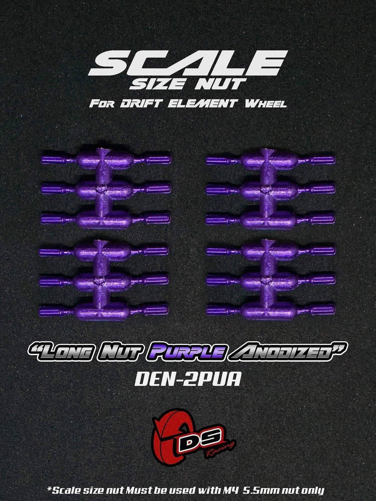 Faux goujons longs violet anodisé pour jantes, roues DS Racing, accessoire de fixation pour jantes de voiture.
