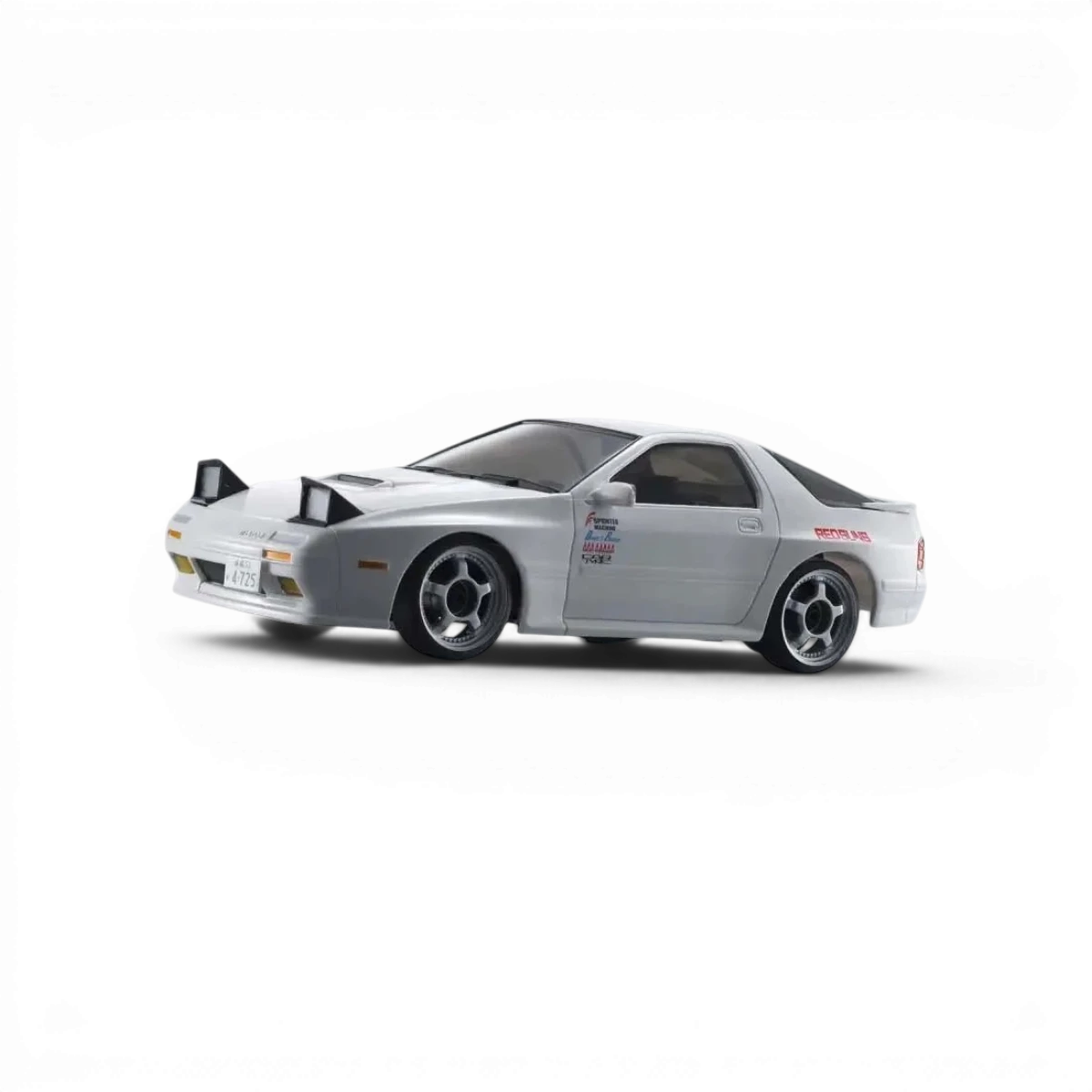 Modèle de voiture miniature Kyosho FIRST MINI-Z 1:28 Mazda Savanna RX-7 FC3S blanc, carrosserie détaillée pour collection ou jeu