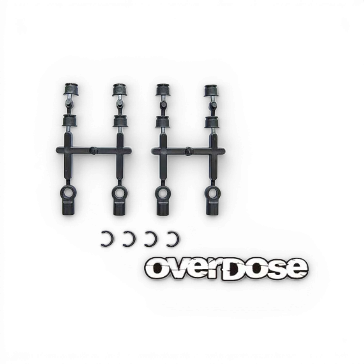 Fixations amortisseur HG Overdose, pièce détachée, montrant les supports de fixation en métal pour suspension.