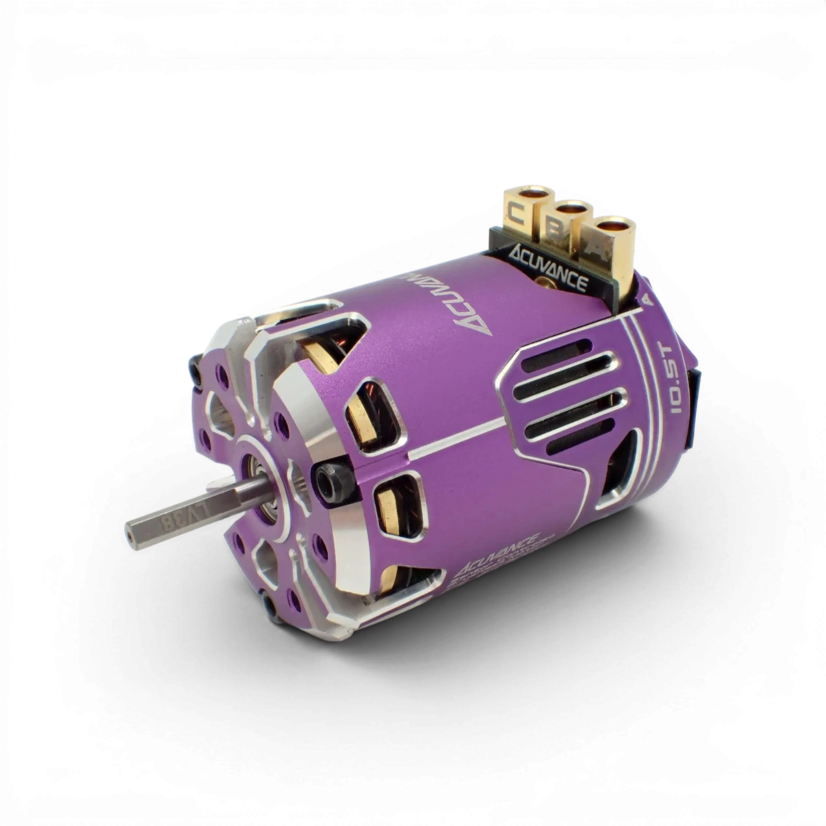 Moteur brushless violet Fledge 10.5T sans ventilateur de la marque Acuvance, électronique pour véhicules RC.