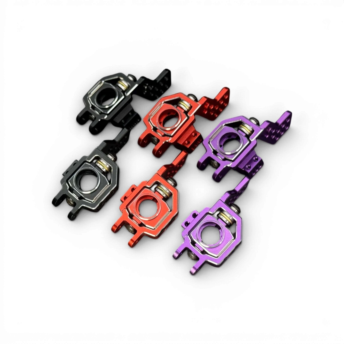 Fusées arrière en aluminium réglables pour voiture RC, de la marque TEAM AD, avec détails de fixation et finition brillante