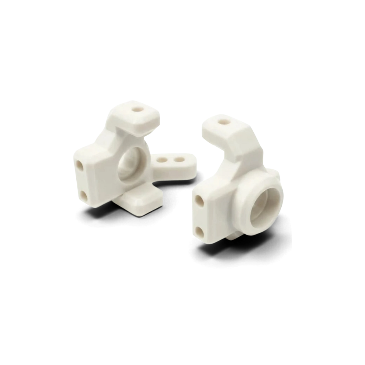 Fusées avant M-SPEC ZERO Knuckle en derlin blanc pour voiture RC Drift Topline, composants durables et précis.