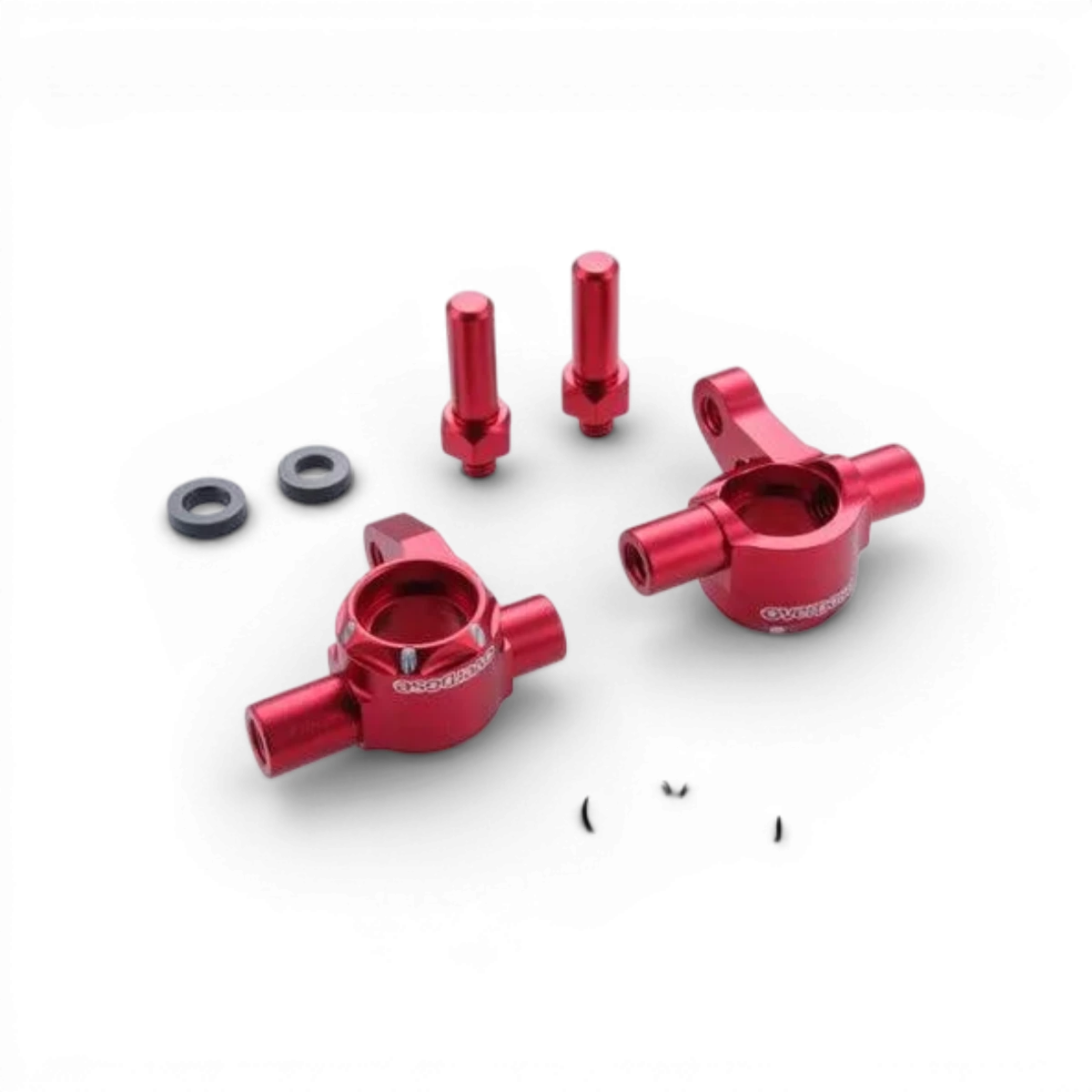 Fusées en aluminium rouges Overdose pour série Galm, pièces détachées de haute qualité, visibles sur cette image.