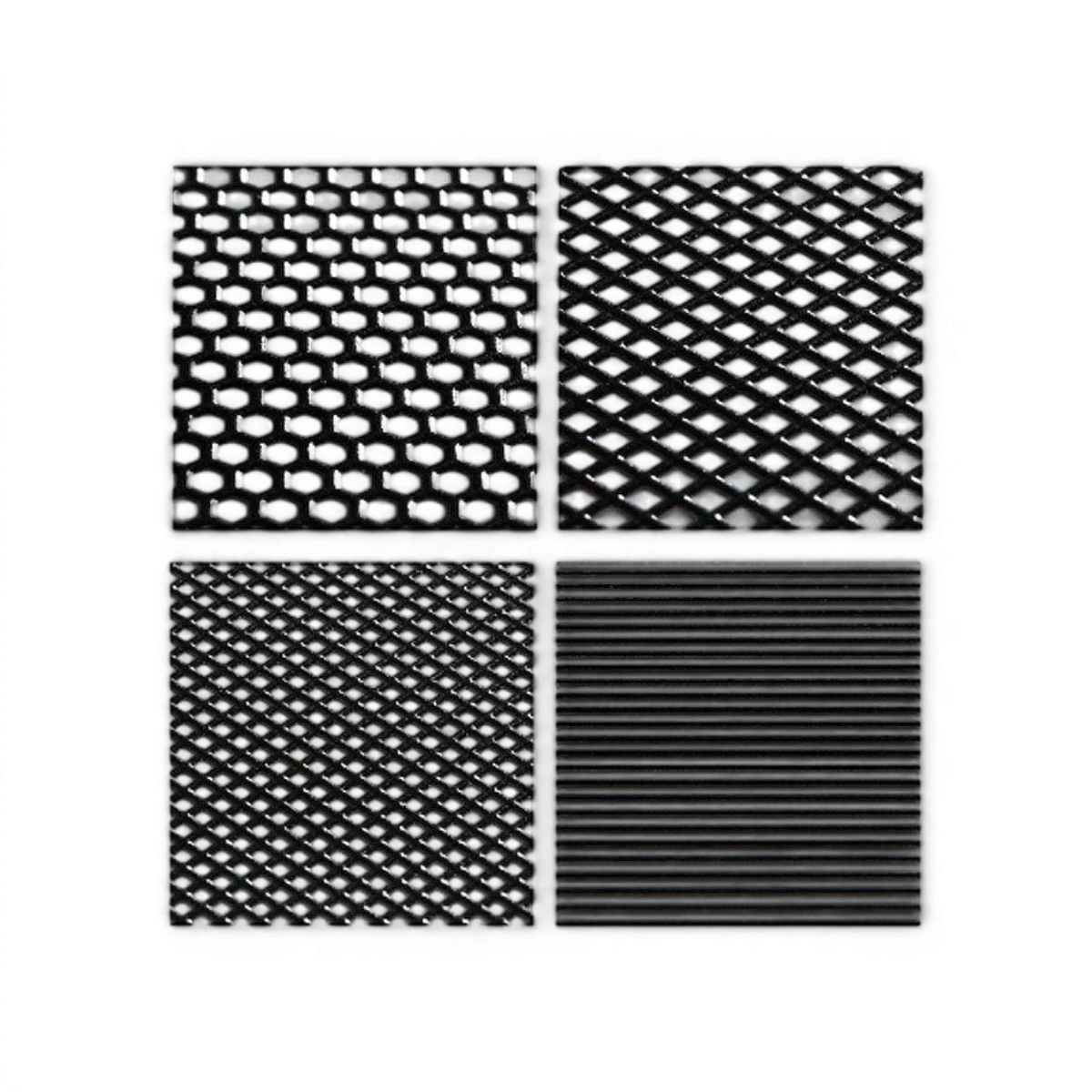Grille autocollante gris 3D à maille croisée fine, dimension 130x75mm, pour décoration ou personnalisation de surfaces.