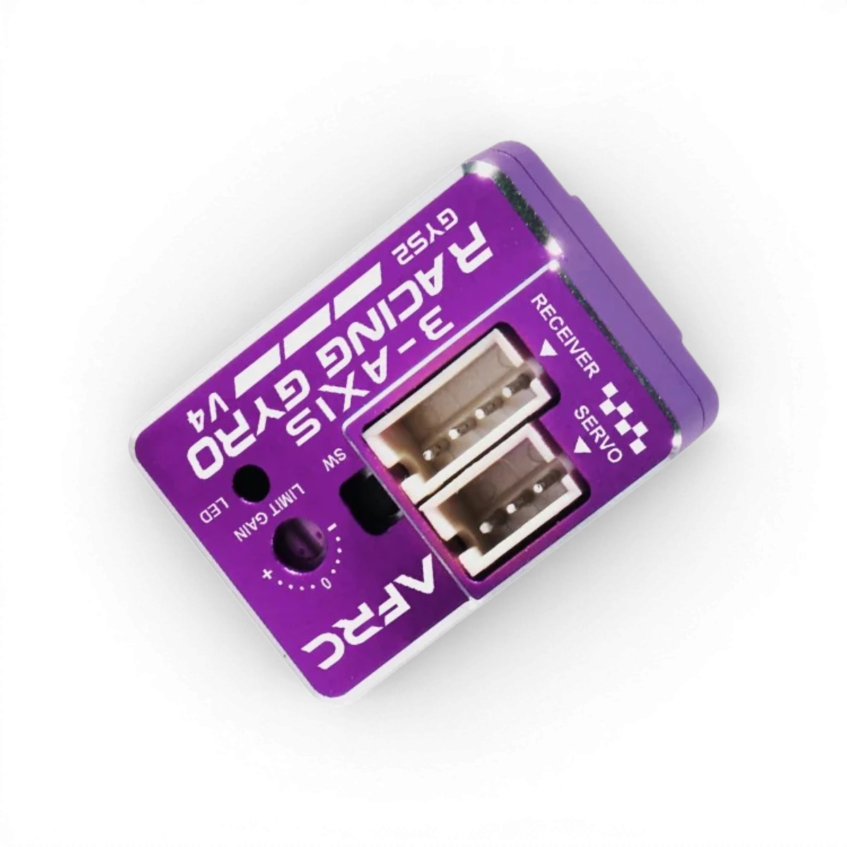 Gyro mini drift AFRC GYS-2 V4, appareil électronique pour drift avec stabilisateur gyroscopique, vue de face.