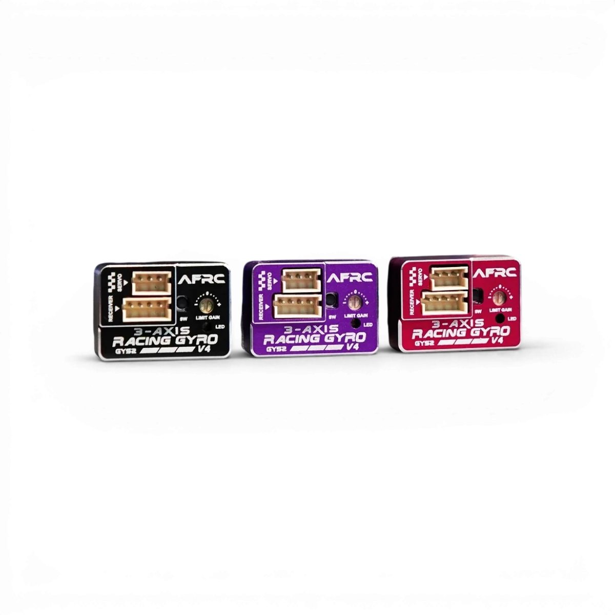 Gyro mini drift AFRC GYS-2 V4, électronique de contrôle pour drift, affiché en gros plan sur fond blanc.