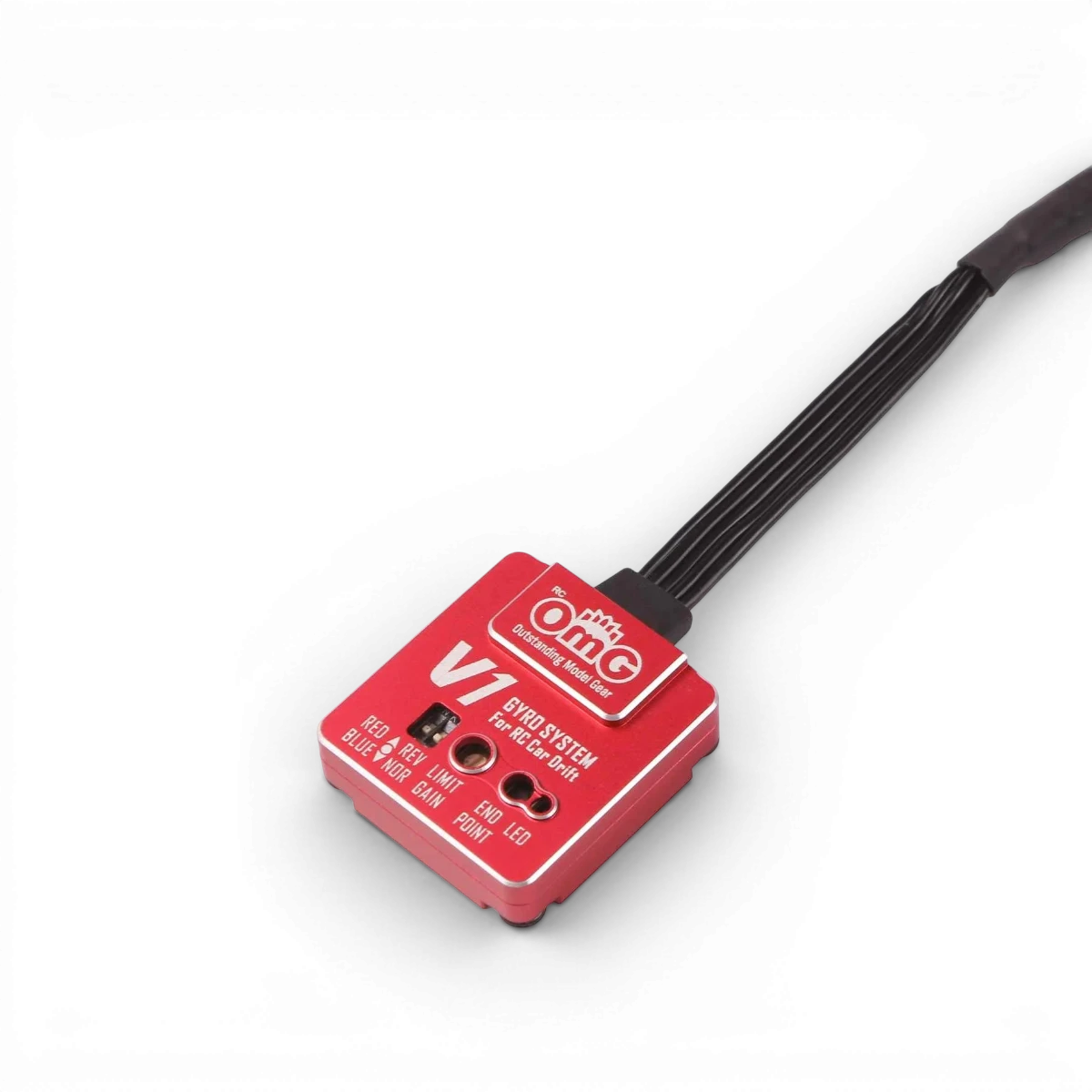 Gyro V1 Rouge de la marque OMG, appareil électronique portable avec design rouge vif, vue de face sur fond blanc.