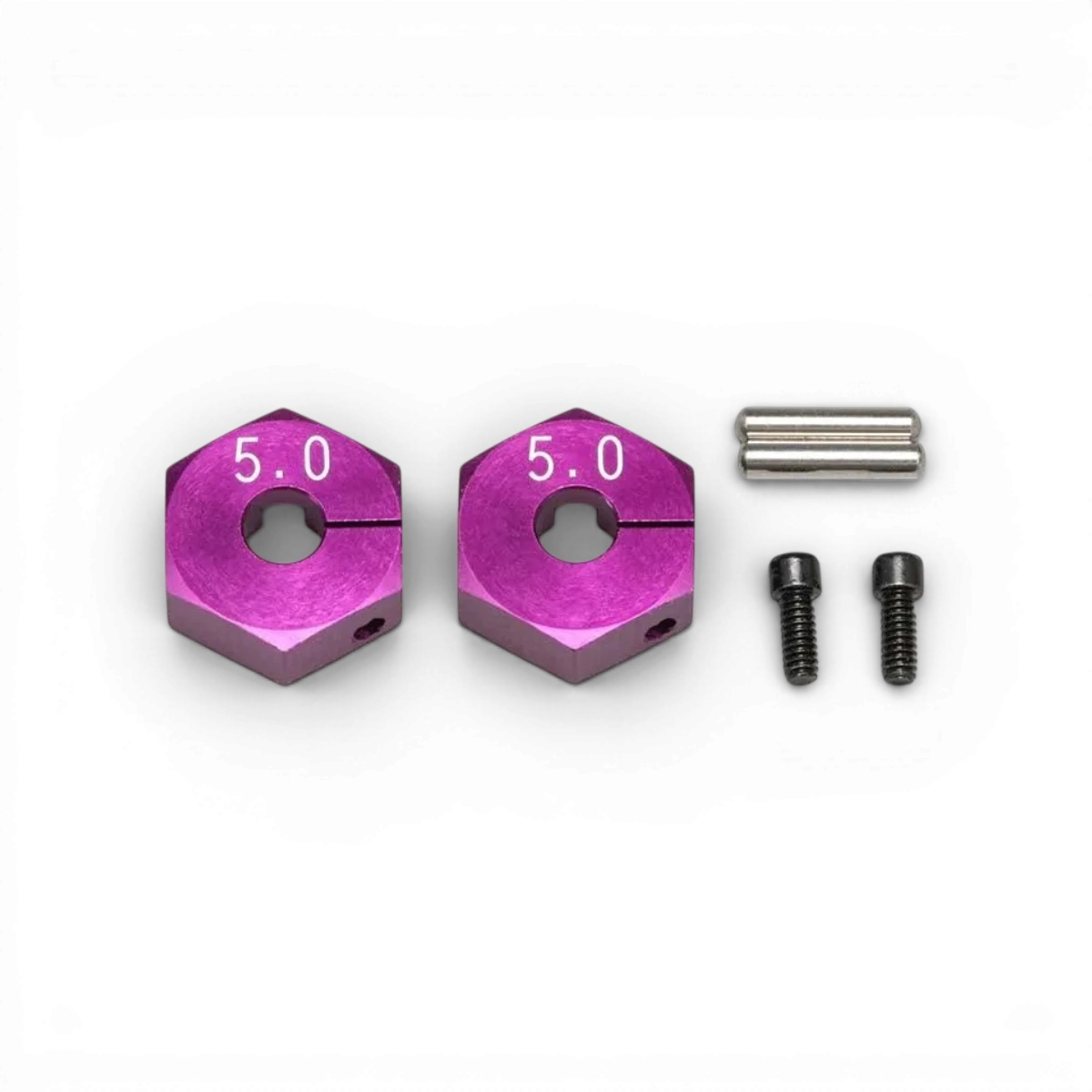 Hexagone 5mm en aluminium violet de Team Yokomo, pièce détachée pour voiture RC, visible en gros plan.