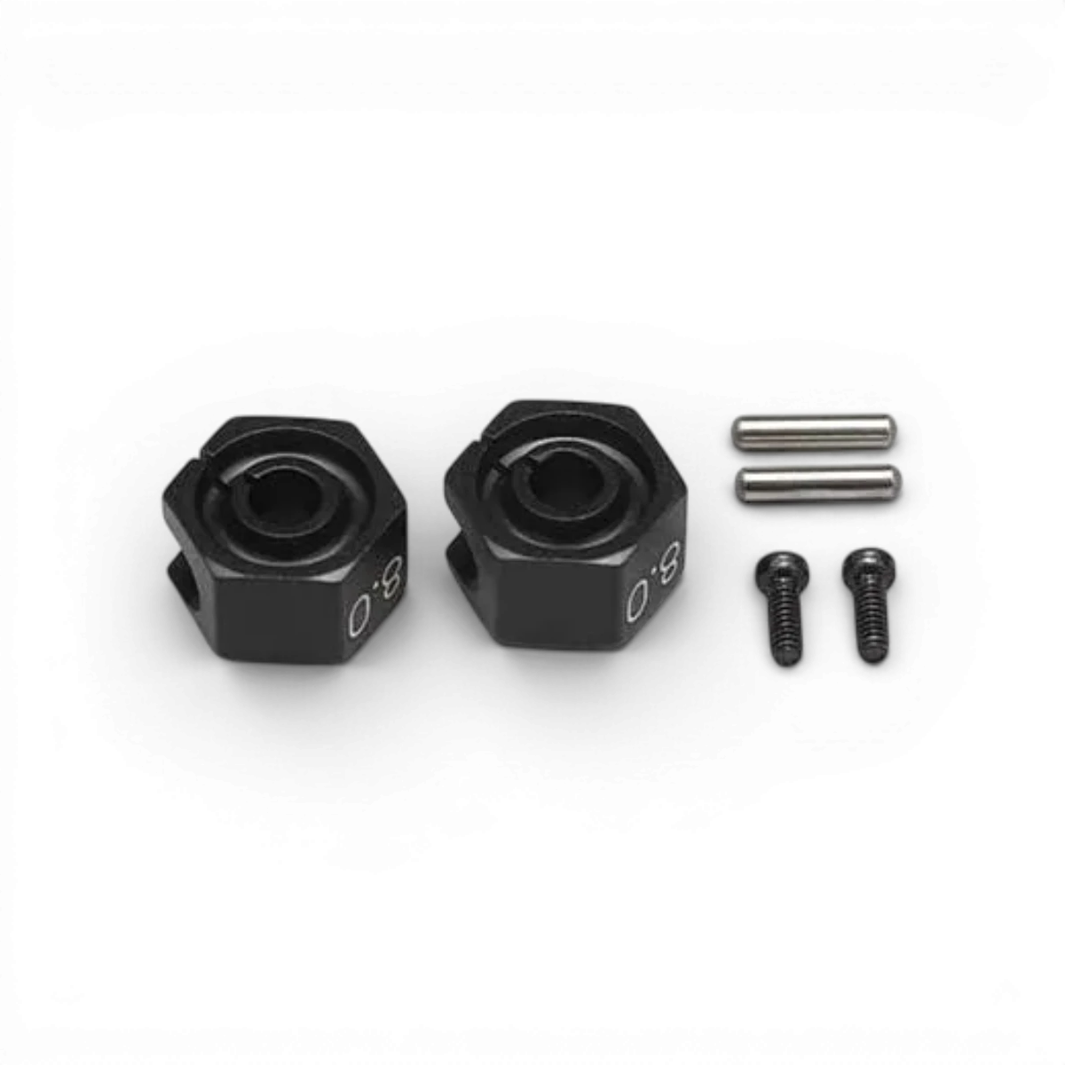 Hexagone 8mm noir de pièces détachées Team Yokomo, montrant la pièce en métal noir avec détails précis.