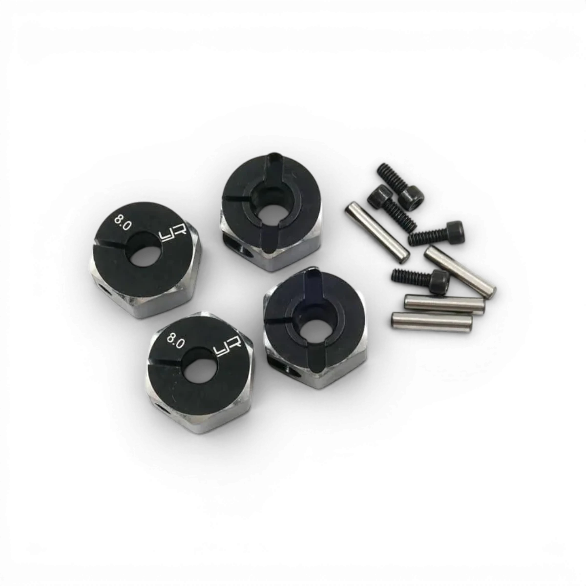 Hexagones en aluminium noir 12x8mm de Yeah Racing, pièces de fixation solides pour modélisme ou RC.