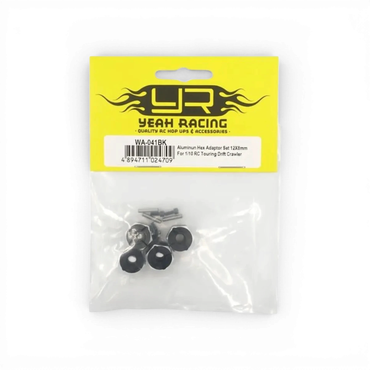 Hexagones en aluminium noir 12x8mm de Yeah Racing, pièce mécanique robuste pour modification RC ou modélisme.