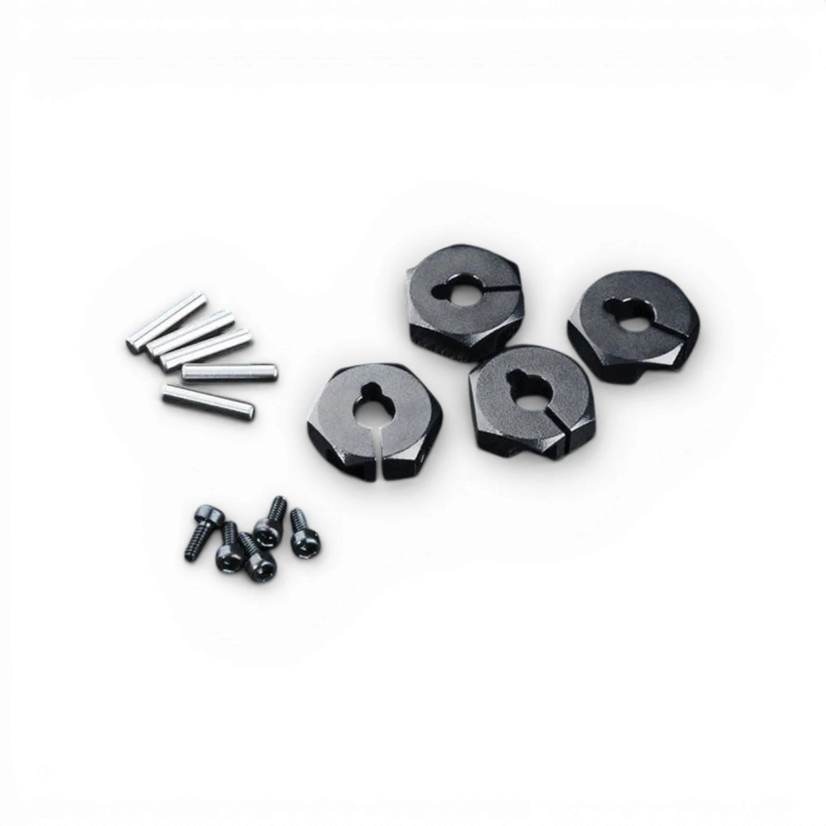 Hexagones en aluminium noirs de 4 mm de Max Speed Technology, pièces détachées pour drift ou modification de véhicules.