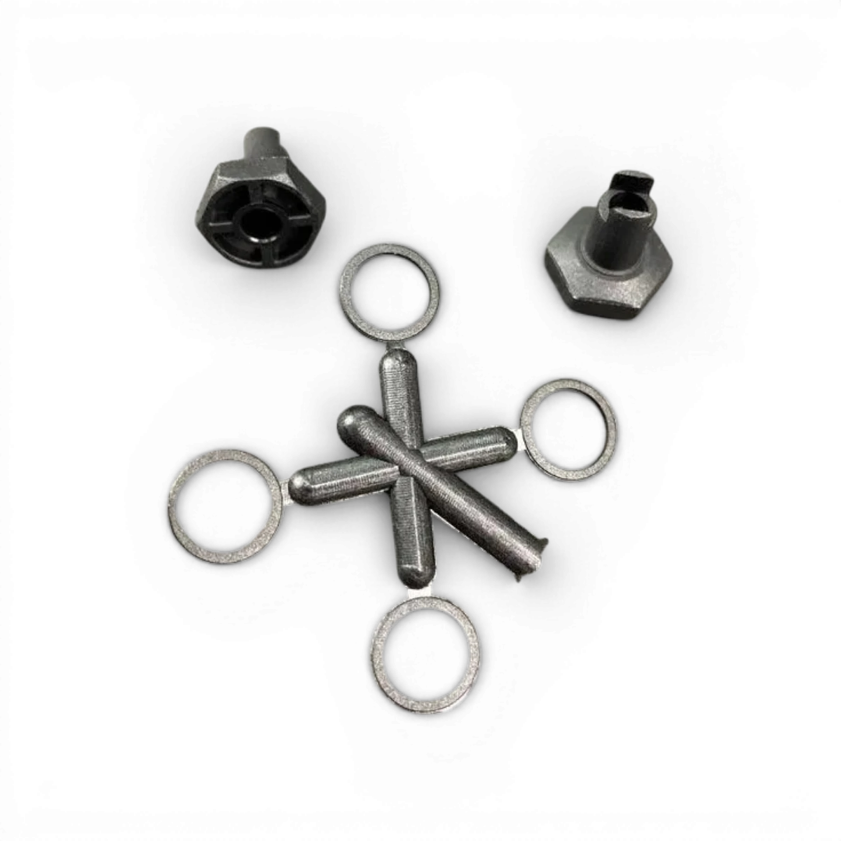 Hexagones arrière D5 de la marque 3 Racing Sakura, pièces détachées pour voiture RC, en plastique noir avec détails.