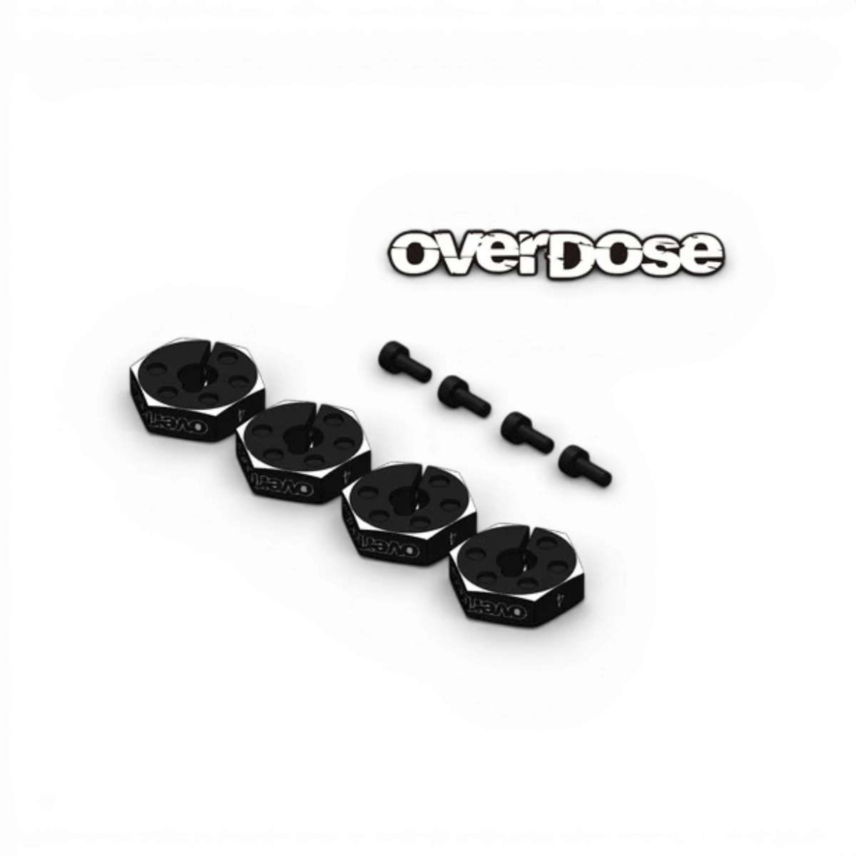 Hexagones de roue en aluminium Clamp 4mm Overdose, pièce détachée pour fixation robuste et légère.