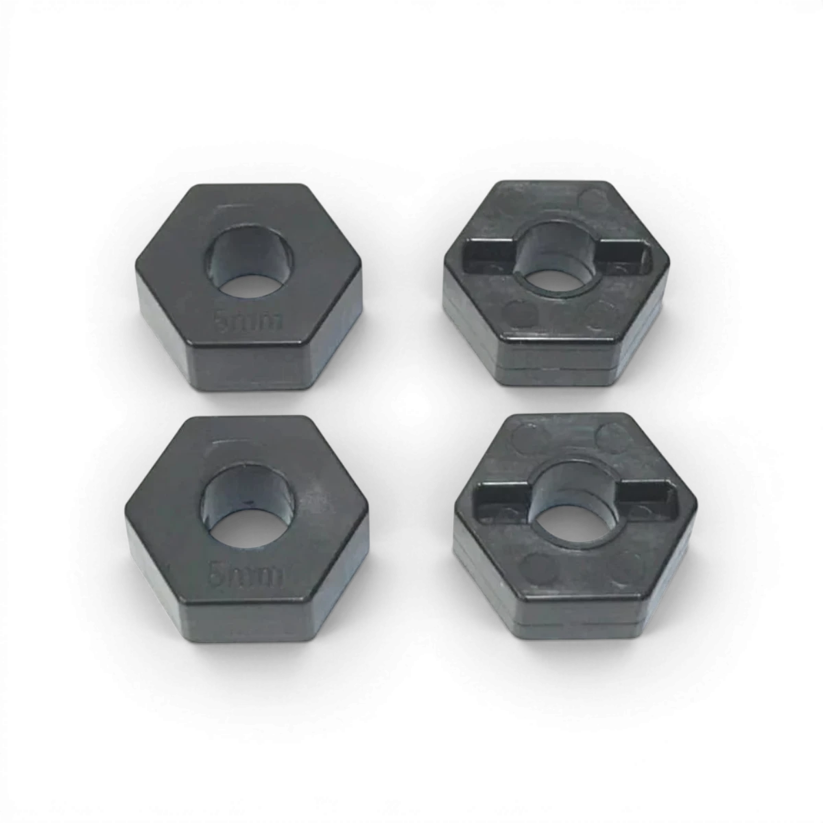 Hexagones en derlin de 5 mm de la marque Topline, illustration des pièces en plastique blanc avec forme hexagonale.