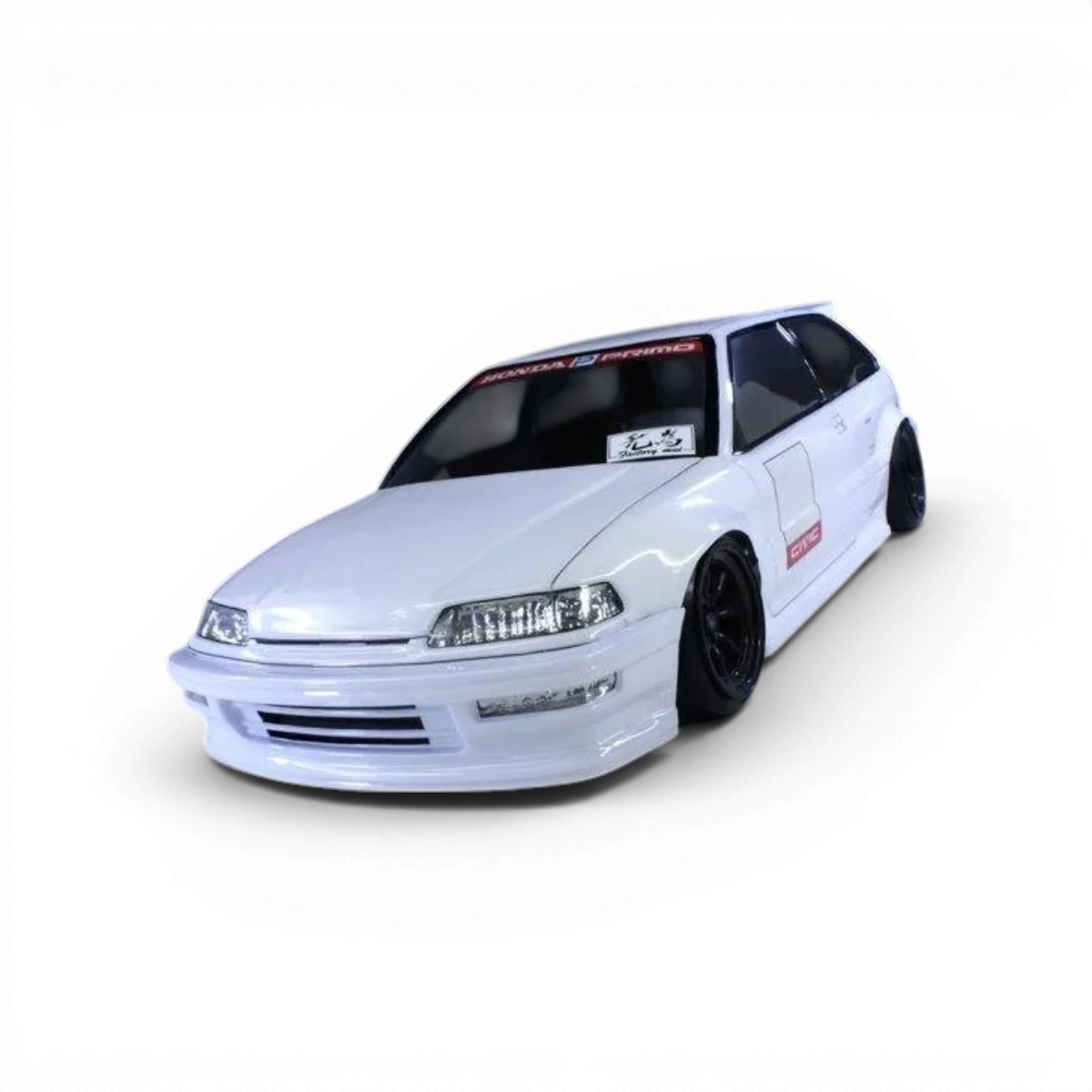 Carrosserie Honda Civic EF9 Pandora RC, détail de la carrosserie de voiture miniature avec peinture et finitions précises.