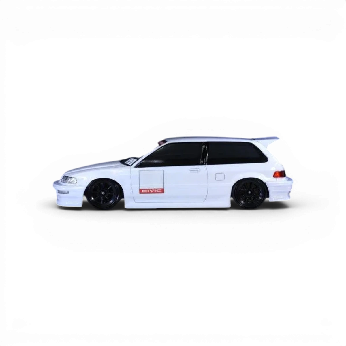 Détails de la carrosserie Honda Civic EF9 de Pandora RC, vue de côté avec peinture bleue et éléments de design visibles.