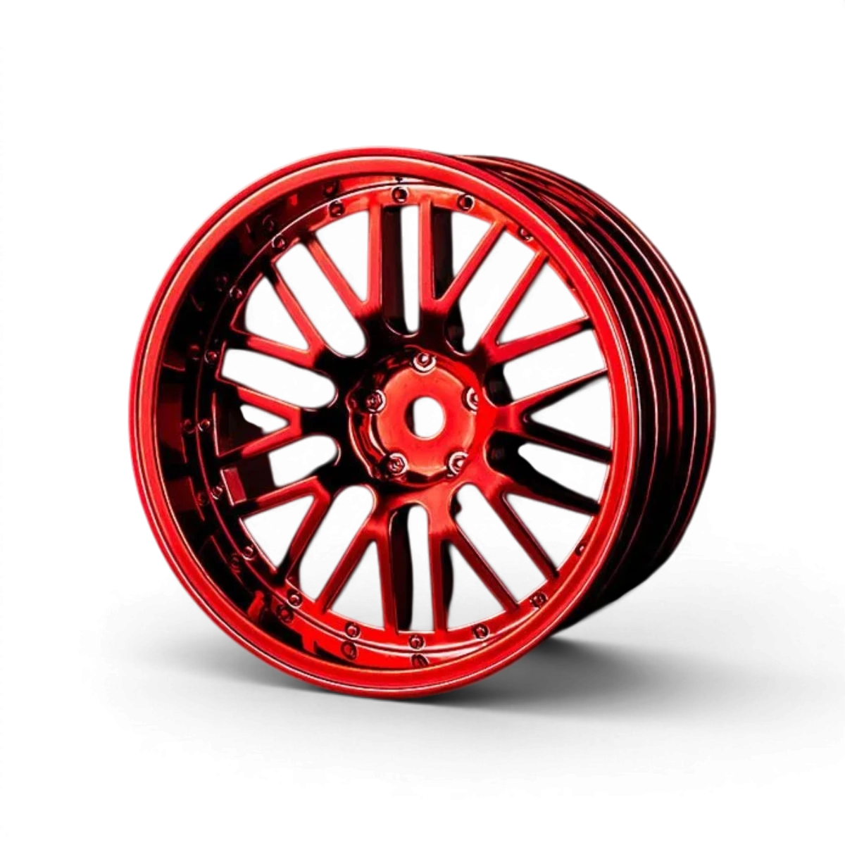 Jantes Max Speed Technology 10 branches et 2 nervures en rouge, roue pour voiture sportive.