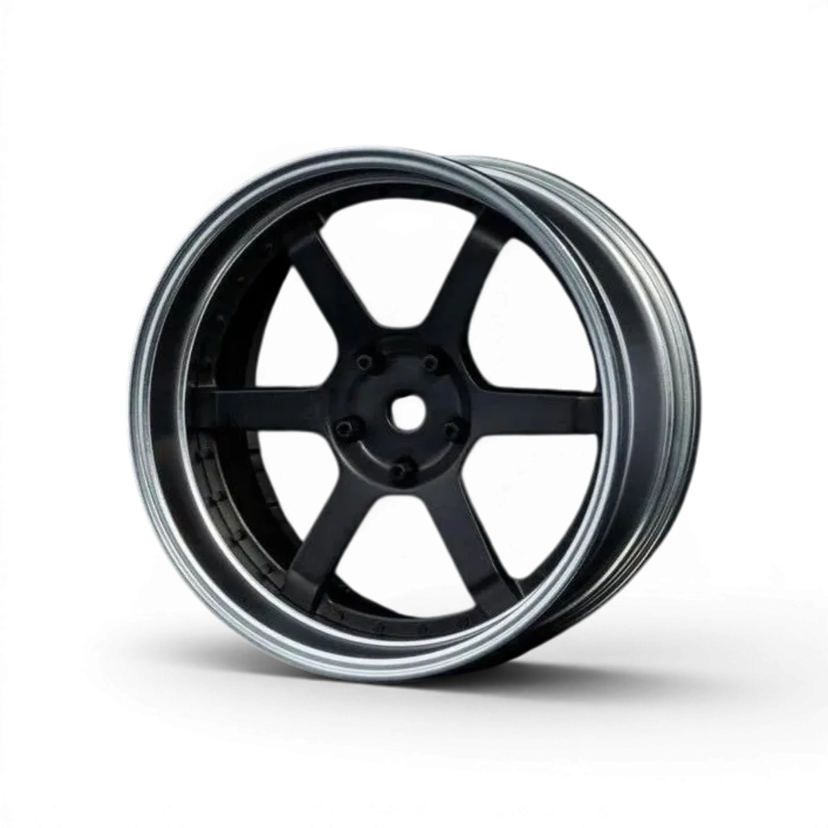 Jantes Max Speed Technology 106 Offset réglable, chrome mat et noir, pour voitures, visible avec finition brillante et détails design.
