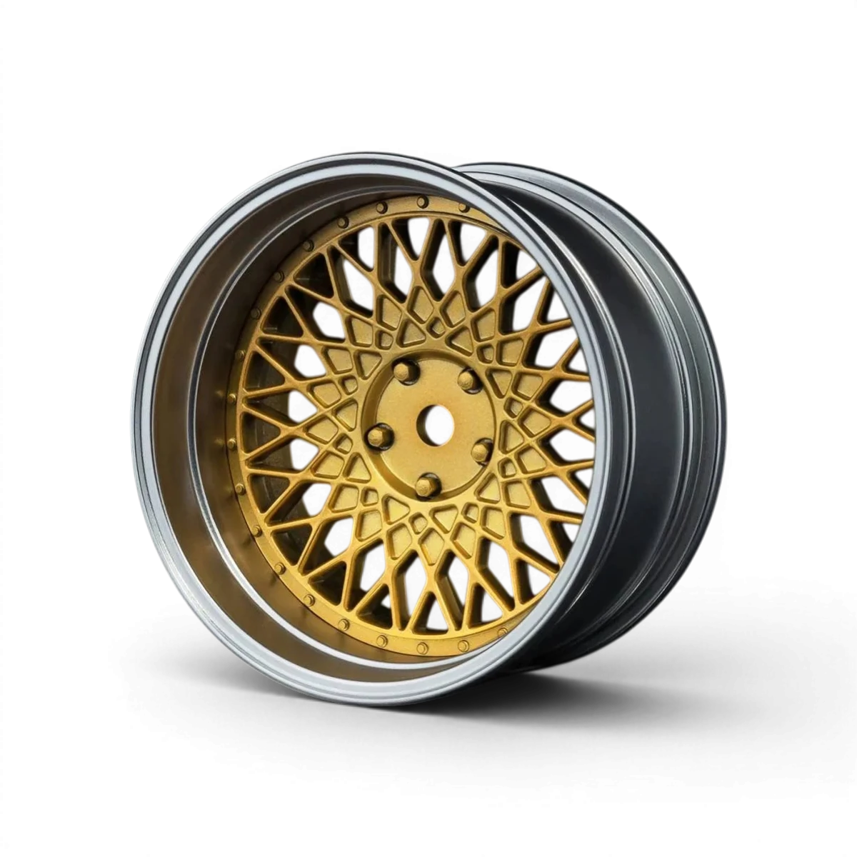 Jantes Max Speed Technology 501 avec offset réglable en chrome mat et or, visibles en gros plan sur la roue.