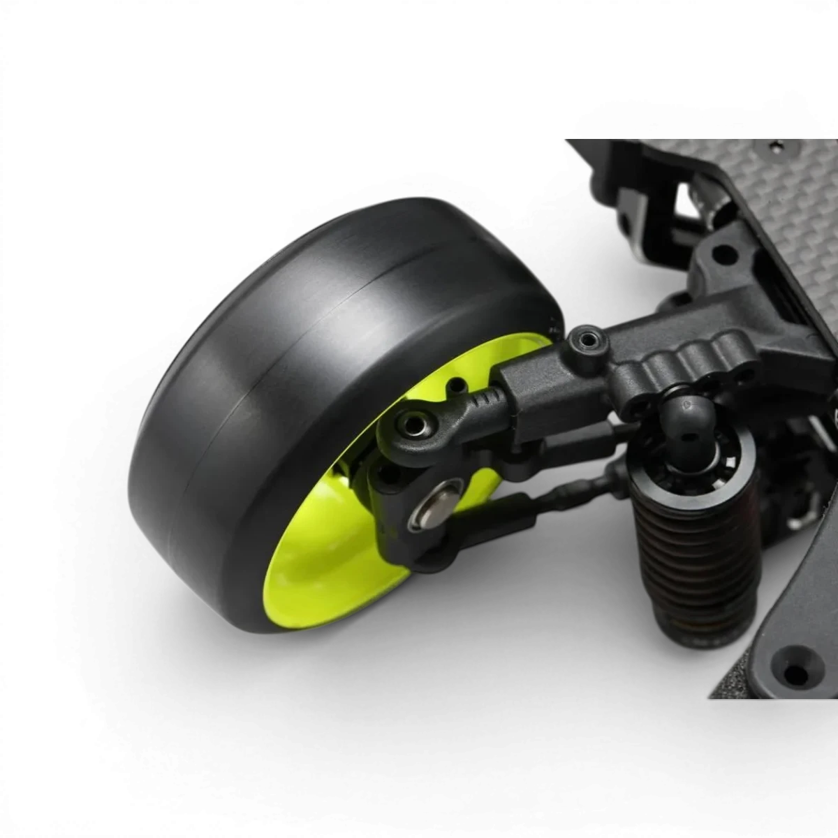 Jantes 6 branches High Traction Offset 6 jaune fluo pour voitures RC, marque Team Yokomo, en plastique durable.