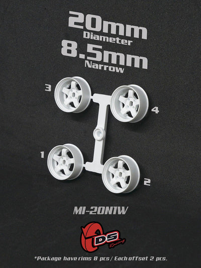 Jantes Blanches Mini Z N - 20mm - 8.5mm - Ds racing