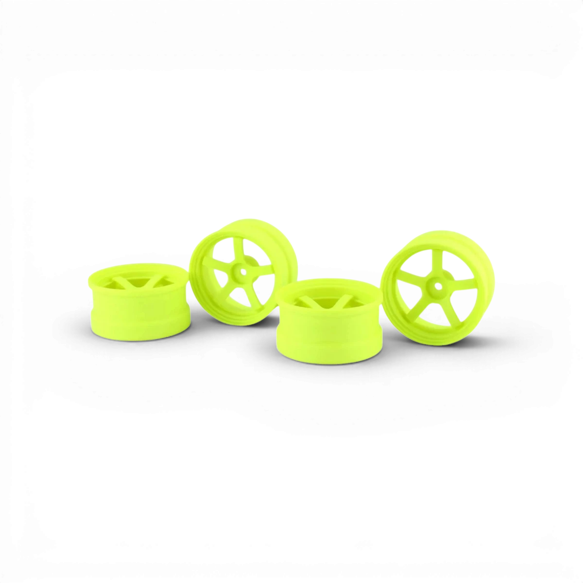 Jantes DP5 offset 8mm jaunes de la marque Team Reve D, roues en aluminium avec détails colorés jaunes.