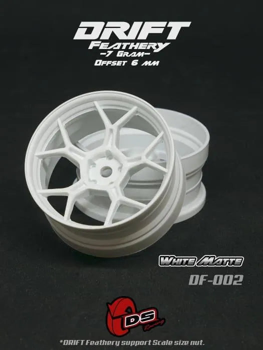 Jantes drift Feathery (2pcs) - Blanc mat - +6mm - DS Racing - DriftParadiZ