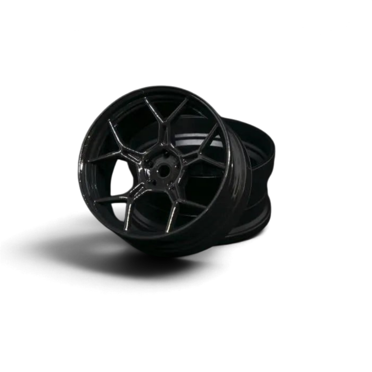 Jeux de 2 jantes drift Feathery noires brillantes avec décalage de +6mm, conçues par DS Racing, pour voitures RC.
