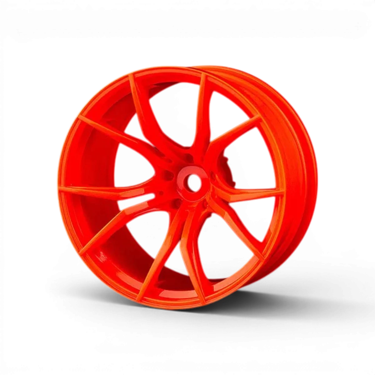 Jantes FX +11 oranges de Max Speed Technology, roues pour voiture de drift, avec design vibrant et rayures oranges.