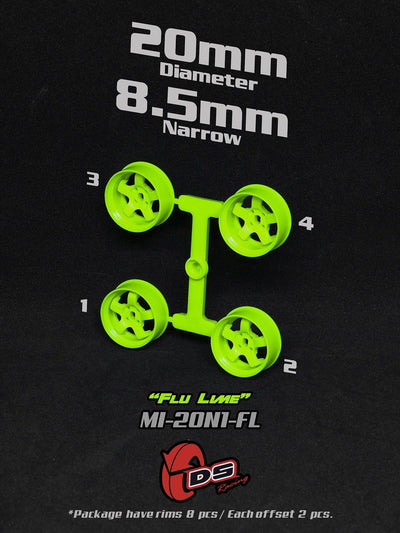 Jantes Lime citron vert Mini Z N - 20mm - 8.5mm - Ds racing