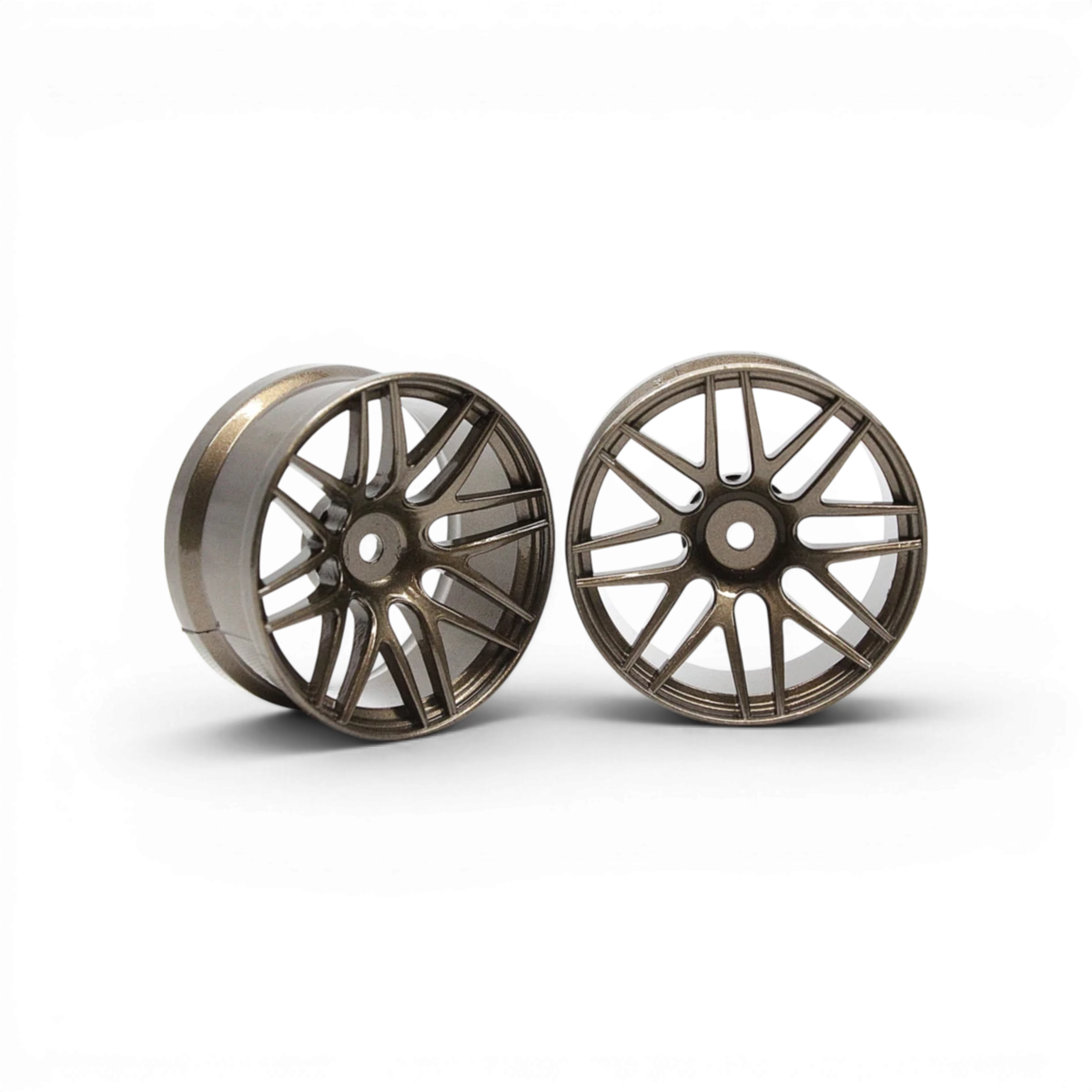 Jantes R2 déport +6mm en bronze de la marque Src Sideways RC pour personnalisation de voitures RC, vue de face.