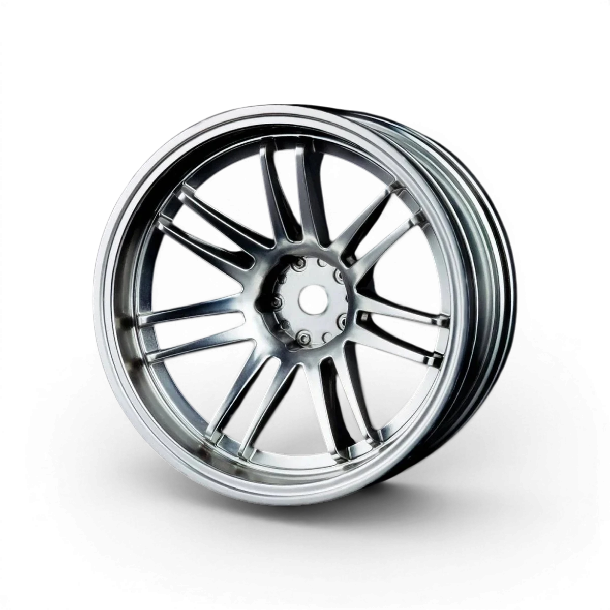 Jantes Max Speed Technology RE30 +8 Chrome Mat, roues en alliage avec finition chromée mate, visibles en gros plan.
