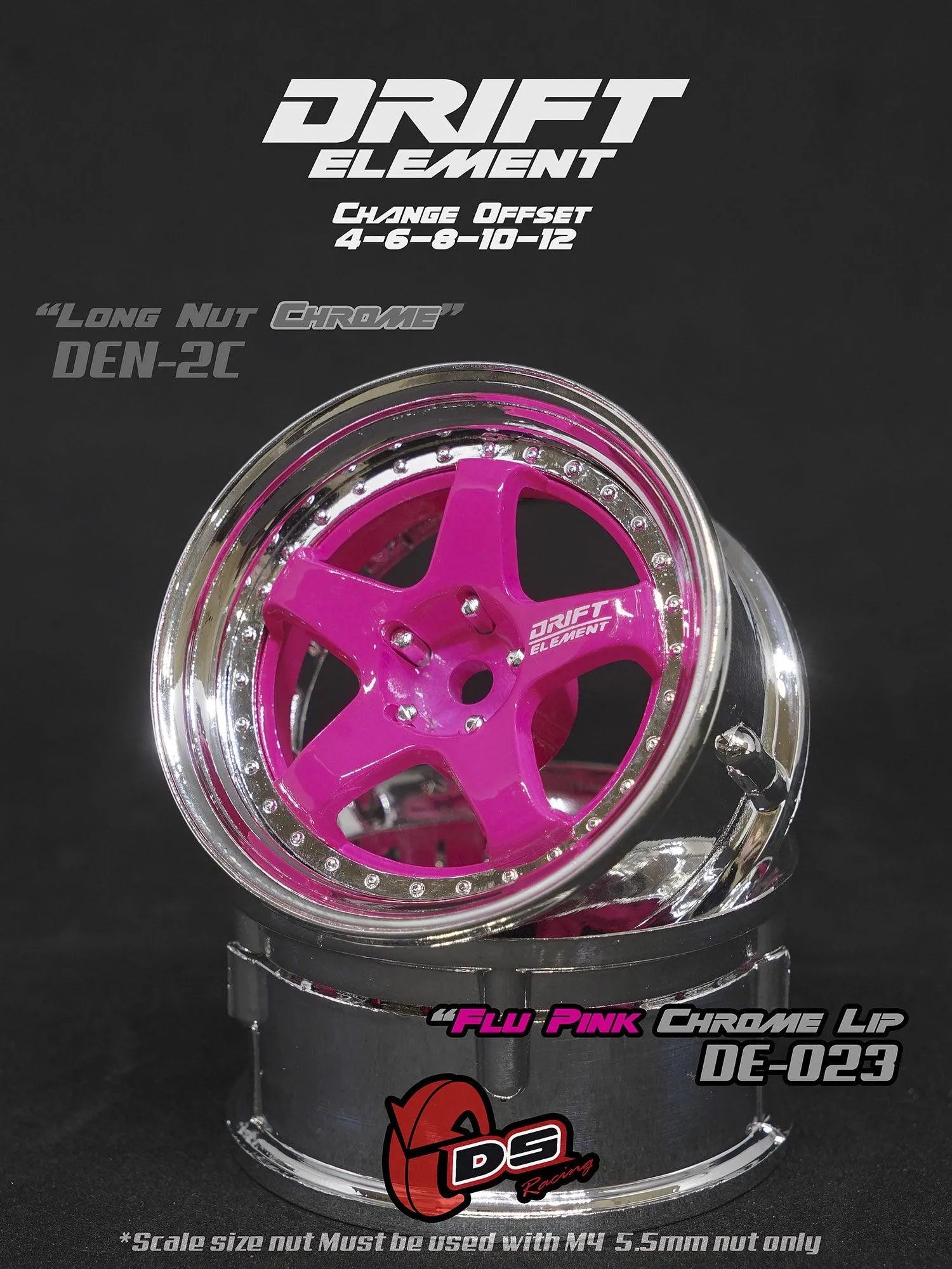 Jantes réglables Drift Elements Rose/Chrome - DS Racing - DriftParadiZ