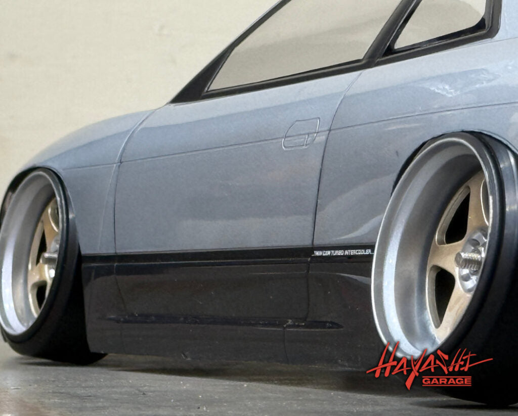 Jantes RIMS 5-STAR MULTIPIECE style 1/10 en gris argent avec décalage de 8 mm, fabriquées par HAYASHI GARAGE.
