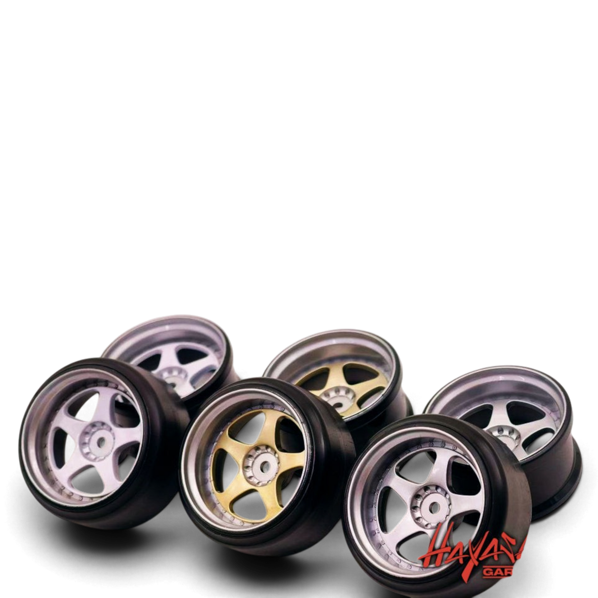 Jantes RIMS 5 étoiles multie pièce style 1/10 en blanc brillant avec décalage de 6 mm, par Hayashi Garage.