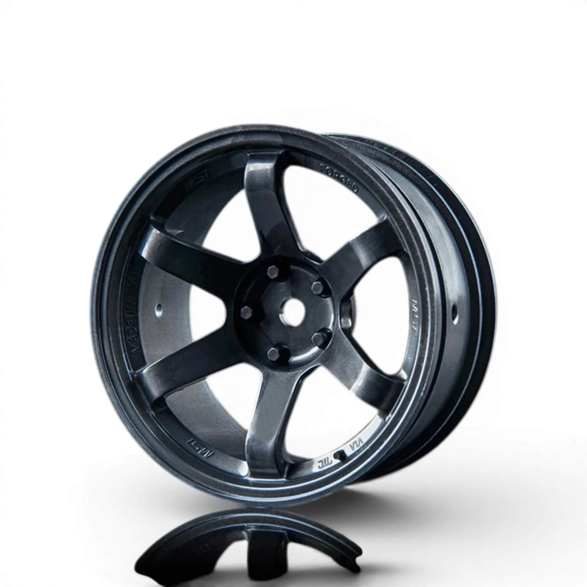 Jantes Max Speed Technology TE37 Haute Traction grises, 2 pièces, rouage léger pour voiture de sport ou drift.