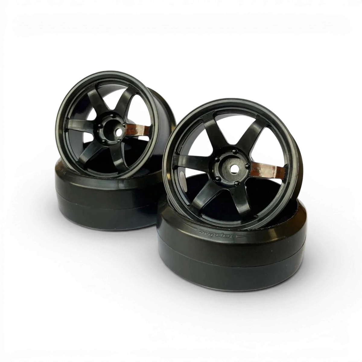 Jantes TE37 à haute traction noires de Custom lab's, roues légères et sportives pour voiture de performance.