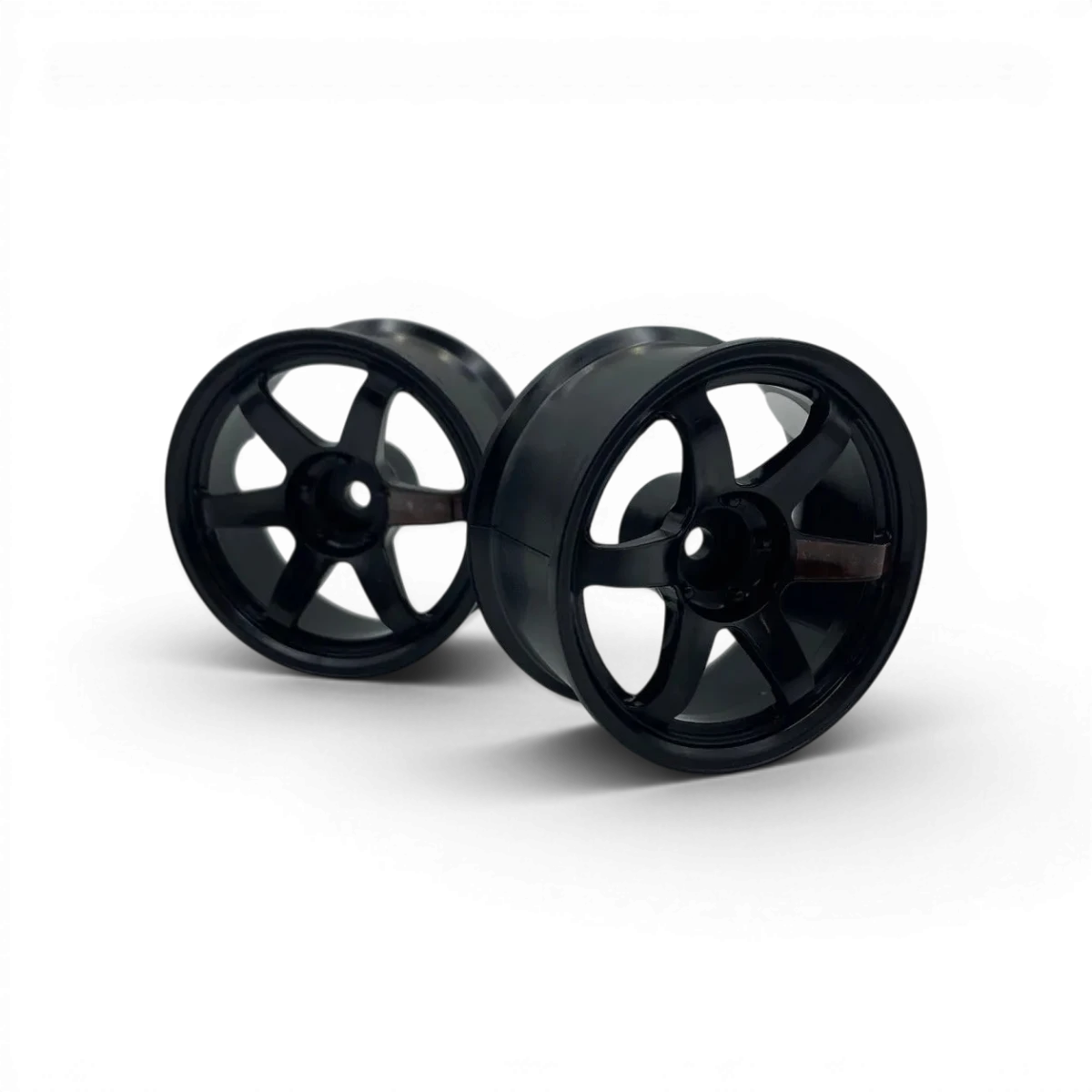 Jantes TE37 noires à haute traction de Custom lab's, 8 pouces, pour voitures de sport ou drift, visibles en gros plan.