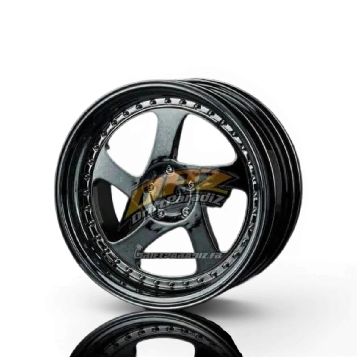 Jantes TMB +5 Chrome/noir de Max Speed Technology, roues en alliage avec finition chromée et noire, vue de face.
