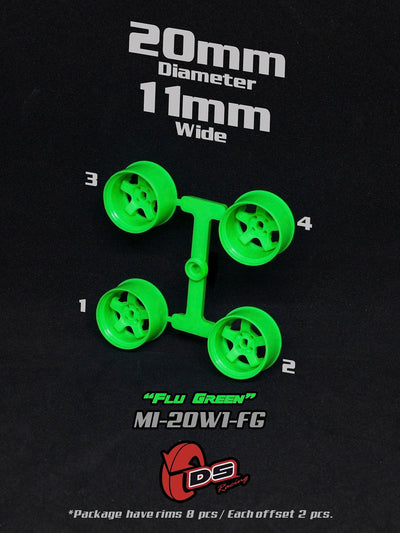 Jantes Vert Mini Z W - 20mm - 11mm - Ds racing