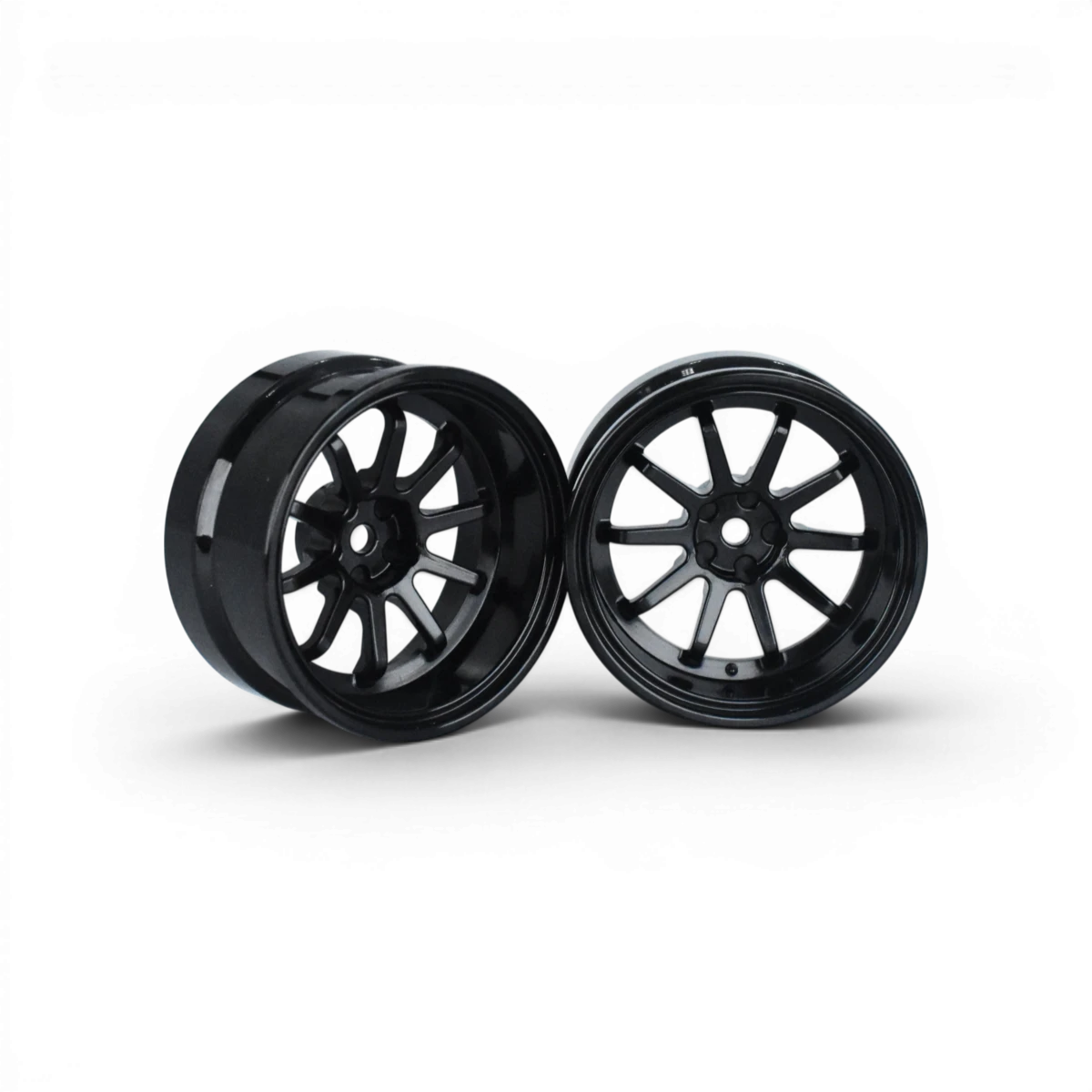 Jantes VR10 Offset 10mm noires de Team Reve D, roues en alliage noir avec design élégant, vue en gros plan.