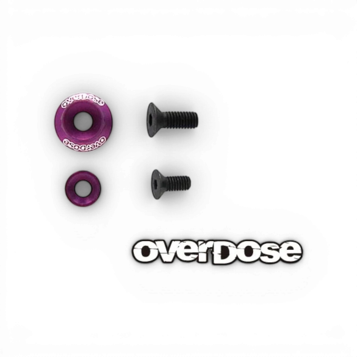 Rondelles de roue OD noires pour pièces détachées Overdose, compatible OD2713B, vue d'un seul jeu de rondelles en plastique.